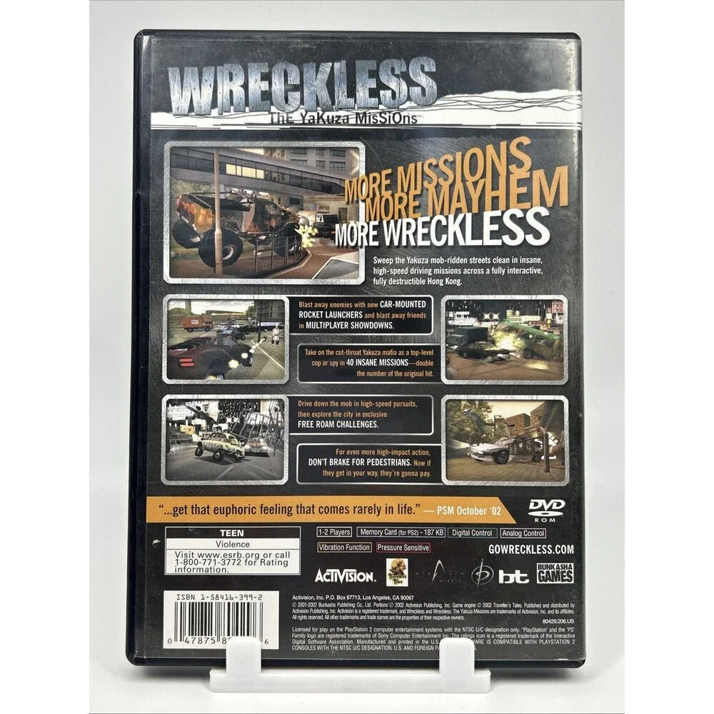 Wreckless: The Yakuza Missions – PlayStation 2 PS2 Tested Working Fast Sipping